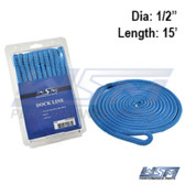 WSM Dock Line 1/2'' x 15' Nylon Blue - 1000-1215BL