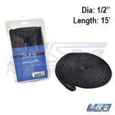 WSM Dock Line 1/2'' x 15' Nylon Black - 1000-1215BK