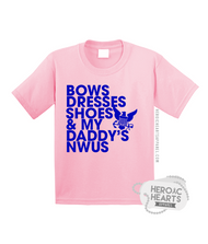 Bows, Dresses, Shoes, & My Daddy's NWUs Shirt or Onesie