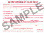 Certificate of Road Test Wallet Card