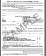 Safety Performance History - pad of 50