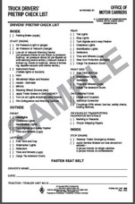 Driver's Pre-Trip Checklist  -50 pad