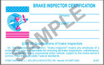 Brake Inspector Certification Wallet Card