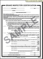 Brake Inspector Certificate Form -2 ply