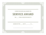 Certificate of Service Award