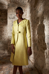 Algo Yellow Silk Long Jacket and Skirt