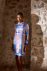Algo of Switzerland Pastel Patchwork Silk Shirt Dress