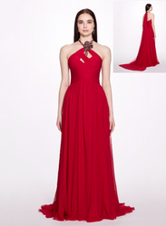 Marchesa Silk Chiffon Grecian A-line Gown