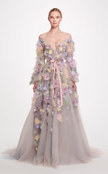 Marchesa Spring 2023 Print Floral Embroidered Tulle Cocktail Dress