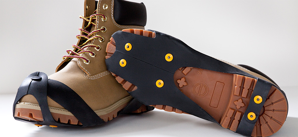 Industrial Strength Ice Cleats on Work Boots