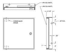 Acudor 24 x 36 Recessed Access Door with Pin Hinge and No Flange - Acudor