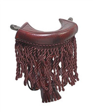 Burgundy Leather Pool Table Pockets with Fringe - Set of 6