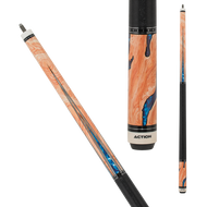 Action Pool Cue ACT153 Burl Wood Overlay With Water Design