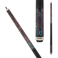 Action Pool Cue ACT154 Fractal-Walnut With Aqua Design