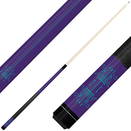 Forged Etched Series ET09 Custom Engraved Purple Pool Cue – Aqua Blue