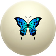 Blue Butterfly Cue Ball
