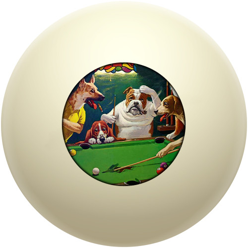 Dogs Playing Pool "Scratching Beagle" Cue Ball