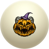 Horned Witch Hat Jack-O-Lantern Cue Ball