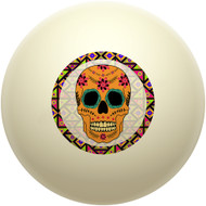 Sugar Skull Orange Cue Ball