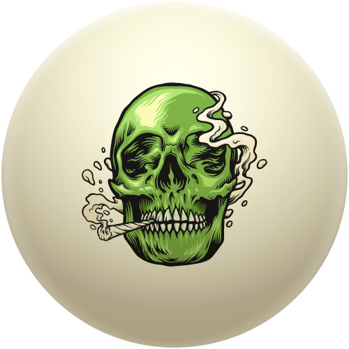 Smoking Green Skull Cue Ball