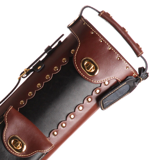 Instroke Leather Cowboy Brown & Black Pool Cue Case - 2x4