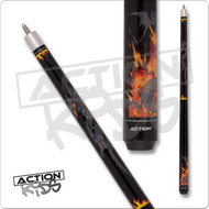 Action 48" Junior Pool Cue  Black with Dragons and Flames JR20