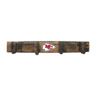 Kansas City Chiefs Rustic Oak Coat Rack