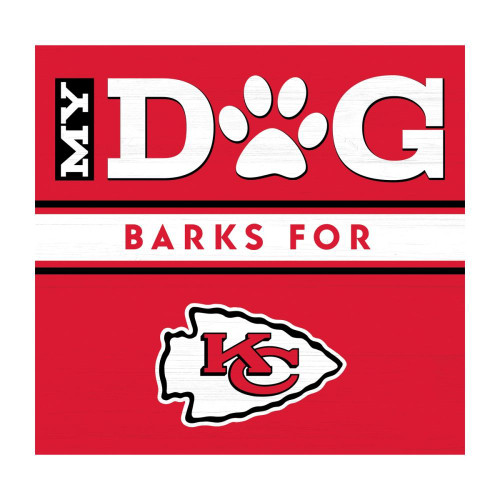 Kansas City Chiefs My Dog Barks 10" Wooden Wall Art (Red Background)