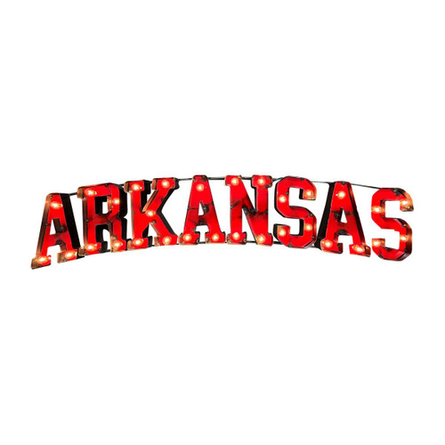 Arkansas Razorbacks "Arkansas" Lighted Recycled Metal Sign