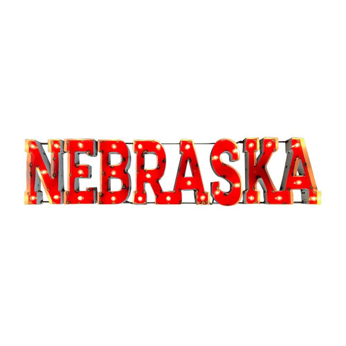 Nebraska Cornhuskers "Nebraska" Lighted Recycled Metal Sign