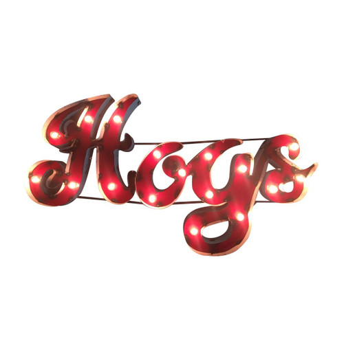 Arkansas Razorbacks "Hogs" Lighted Recycled Metal Sign