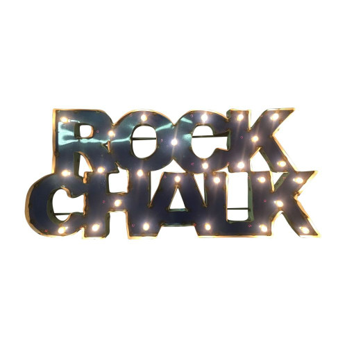 Kansas Jayhawks "Rock Chalk" Lighted Recycled Metal Sign