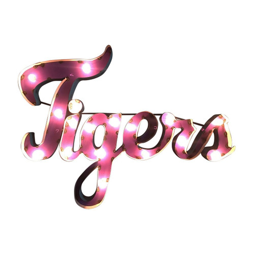 LSU "Tigers" Lighted Recycled Metal Sign