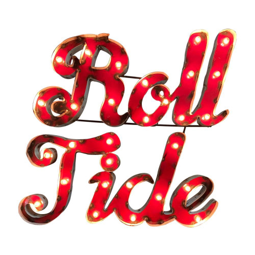Alabama Crimson Tide "Roll Tide" Lighted Recycled Metal Sign