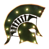 Michigan State Spartans "Spartan Head" Logo Lighted Recycled Metal Sign