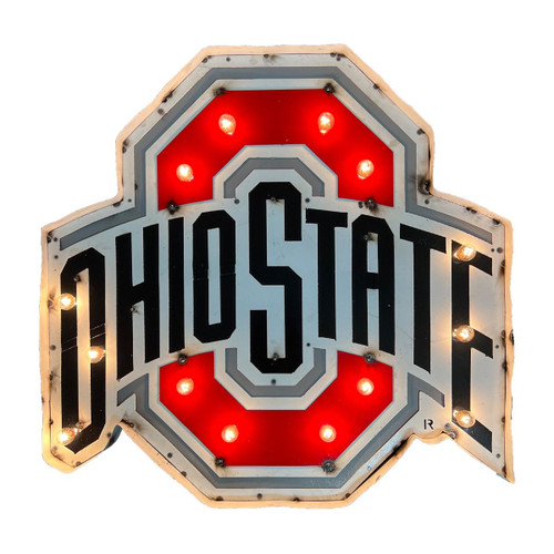 Ohio State Buckeyes Logo Lighted Recycled Metal Sign