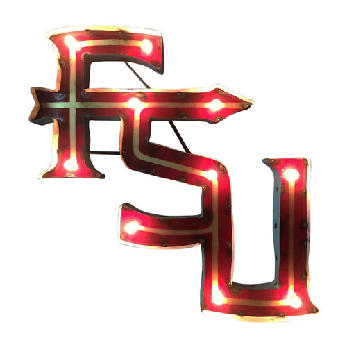 Florida State Seminoles "FSU" Logo Lighted Recycled Metal Sign