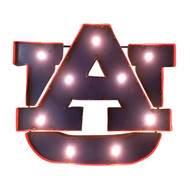 Auburn Tigers "AU" Logo Lighted Recycled Metal Sign