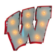Wisconsin Badgers "W" Logo Lighted Recycled Metal Sign