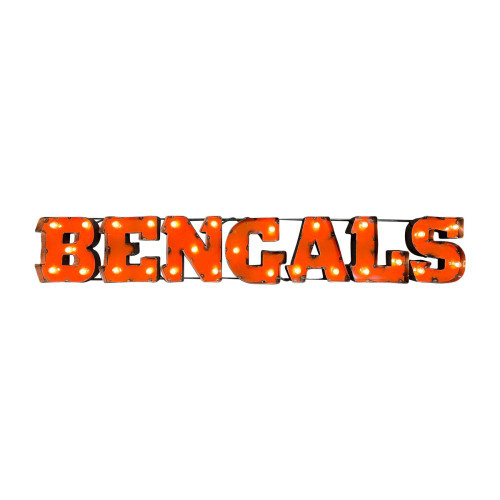 Cincinnati Bengals Lighted Recycled Metal Sign