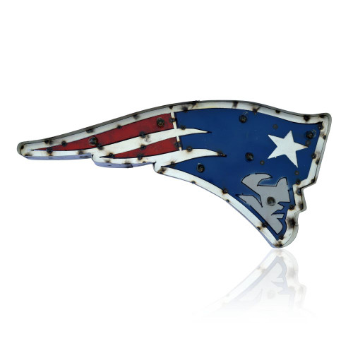 New England Patriots "Flying Elvis" Logo Lighted Recycled Metal Sign