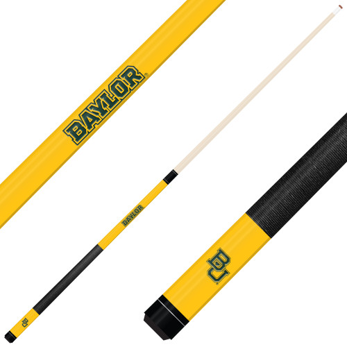 Baylor Bears Custom Engraved Yellow Billiard Cue - Green