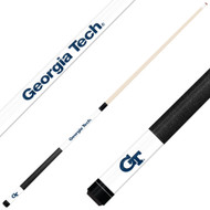 Georgia Tech Yellow Jackets Custom Engraved White Billiard Cue - Blue