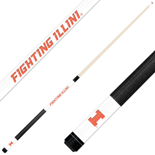 Illinois Fighting Illini Custom Engraved White Billiard Cue - Orange