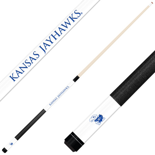 Kansas Jayhawks Custom Engraved White Billiard Cue - Blue