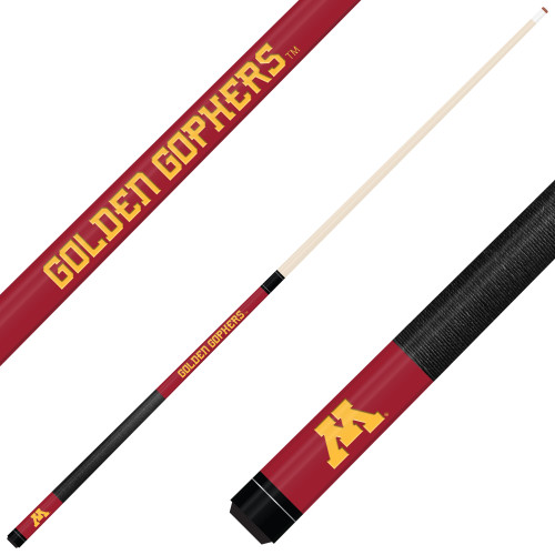 Minnesota Golden Gophers Custom Engraved Crimson Billiard Cue - Gold