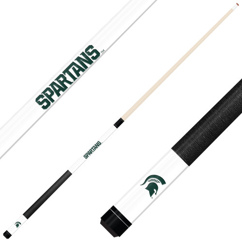 Michigan State Spartans Custom Engraved White Billiard Cue - Green