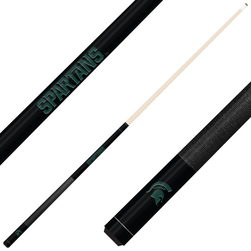Michigan State Spartans Custom Engraved Black Billiard Cue - Green