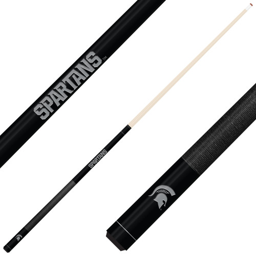 Michigan State Spartans Custom Engraved Black Billiard Cue - Silver