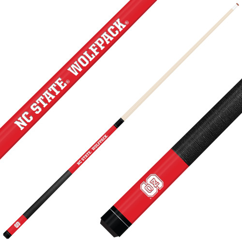 NC State Wolfpack Custom Engraved Red Billiard Cue - White